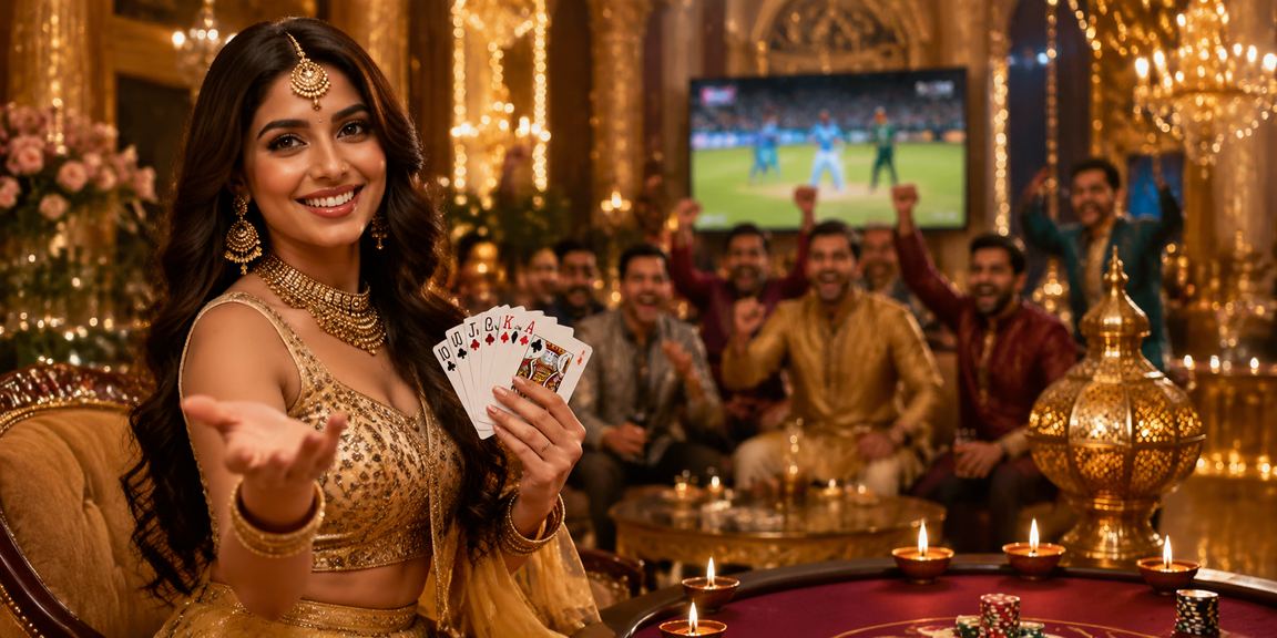 Indian player enjoying mobile slots game with colorful Lehenga inspired graphics